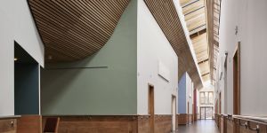 Curved timber slatted ceilings