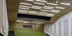 BCL Timber Slatted Ceiling panels at Lecture Theatre Sackler Centre
